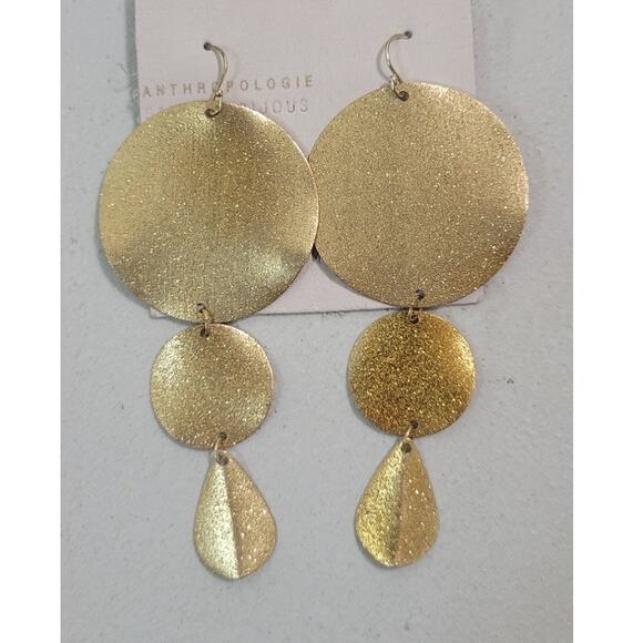 Anthropologie Jewelry - Anthropologie Earrings Gold Round Dangle Earrings NWT Retails $35.00
